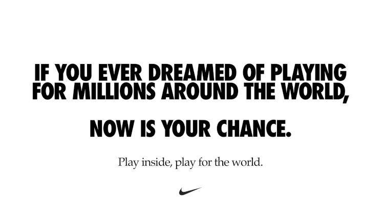 NIKE Play Inside Play for the world Marzo 2020 MED 1