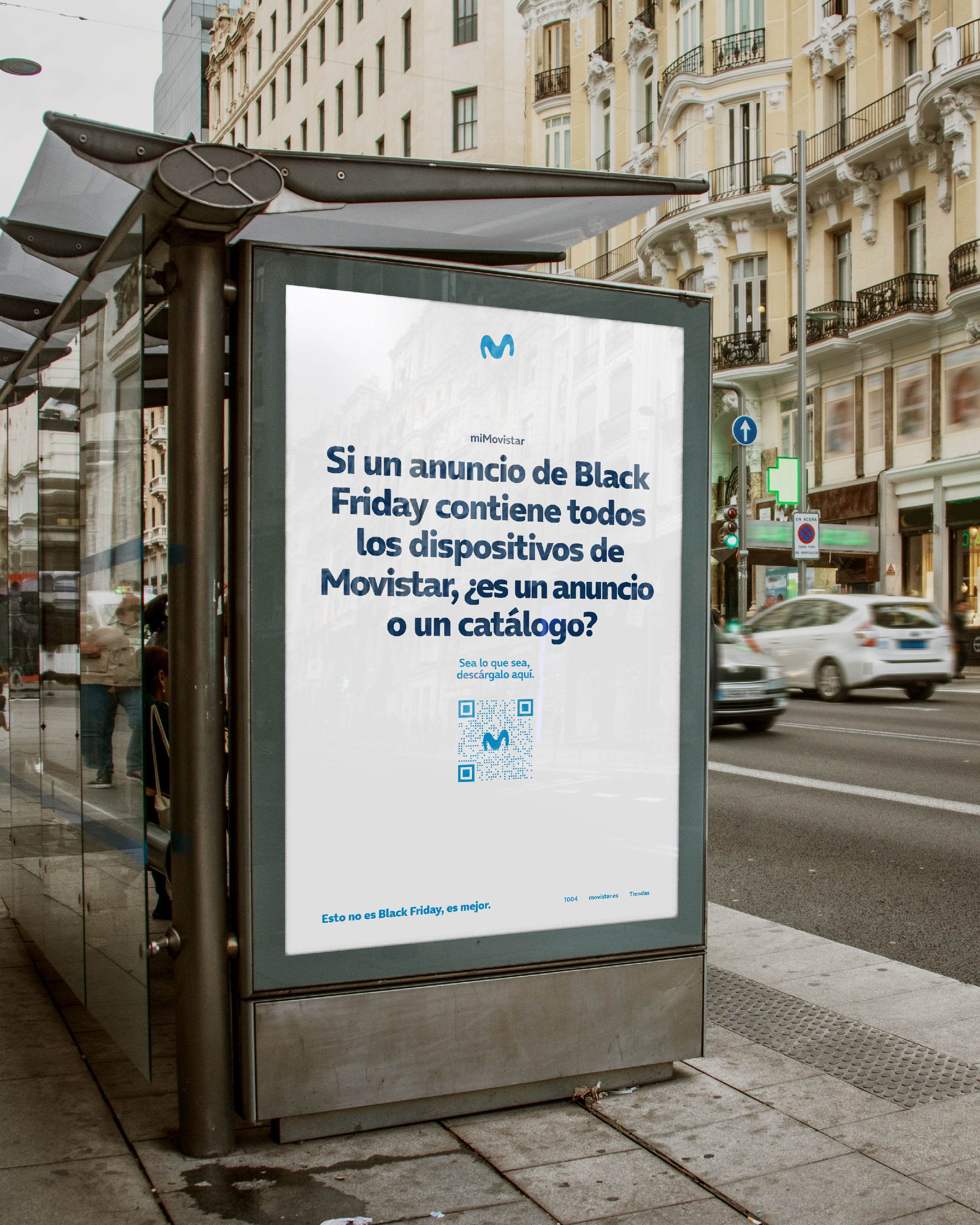 Blank advertisement panel on modern bus stop