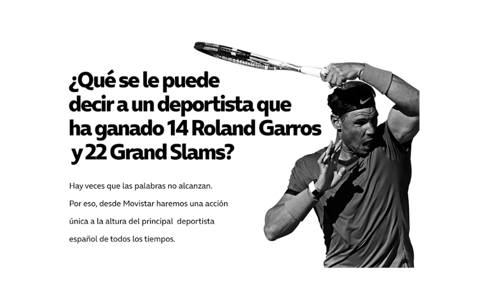 Movistar homenajea a Rafa Nadal con una acción especial