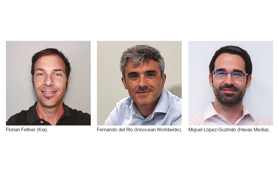 Florian Fellner (Kia), Fernando del Río (Innocean Worldwide) y Miguel López-Guzmán