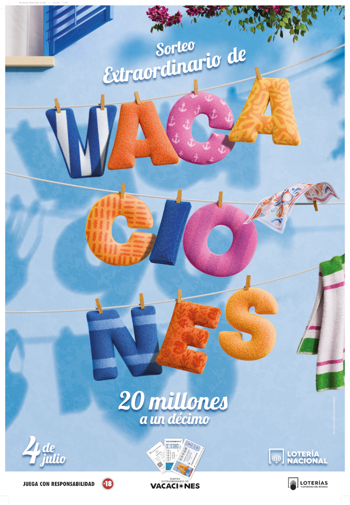 Lotería Nacional. Gráfica. Las vacaciones te ponen en tu sitio. Julio 2026