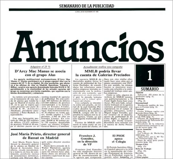 Primer ejemplar Anuncios - 24 de noviembre de 1980